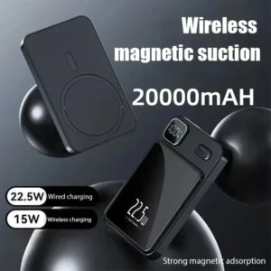 Γρήγορη φόρτιση Ασύρματη 20000mAh Μαγνητική αναρρόφηση Power Bank Φορητός φορτιστής Εξωτερική μπαταρία για iPhone 17 15 16 pro max