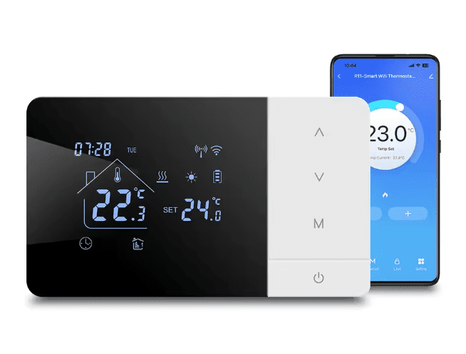Έξυπνος θερμοστάτης Tuya WiFi για θέρμανση/ψύξη με λέβητα αερίου, τροφοδοτείται από μπαταρία/USB, λειτουργεί με Alexa Google Home